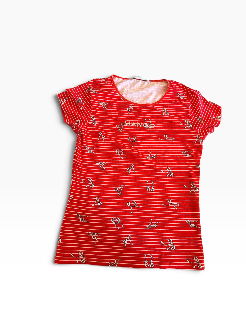MANGO red and white striped cotton T-shirt (XS-S/never used)